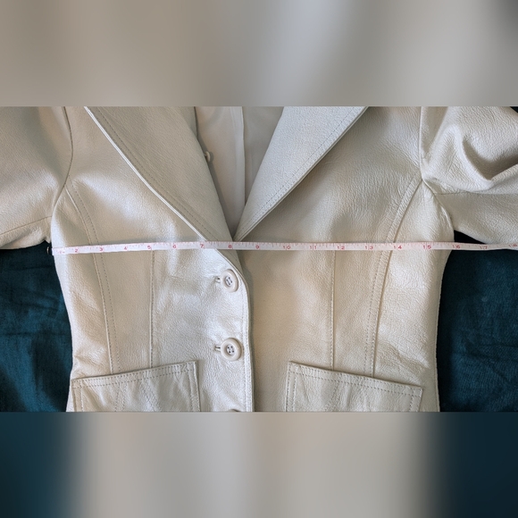 Genuine Leather Cream Ivory Blazer Jacket Soft Leather S - Picture 5 of 7